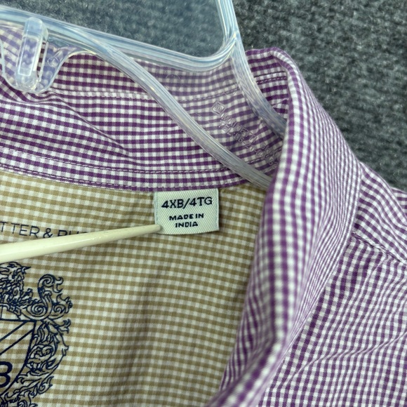 Cutter & Buck Purple White Gingham Plaid Button Up Long Sleeve Men’s 4XB Career - Picture 6 of 11